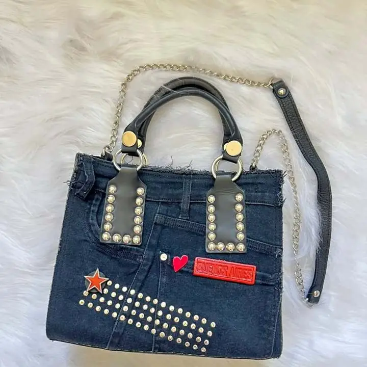 Original Cartera de Jean - Tachas y Cuero