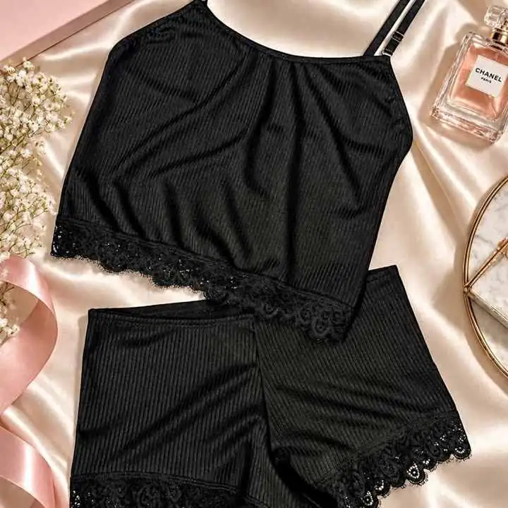 Conjunto Pijama Short + Musculosa con Encaje