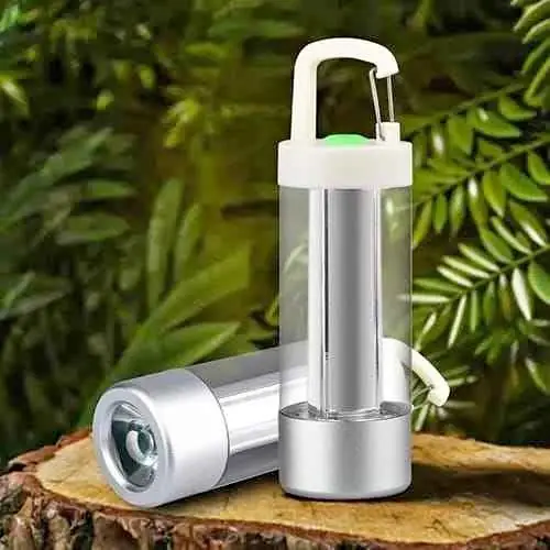 Linterna farol recargable ideal camping con mosquetón