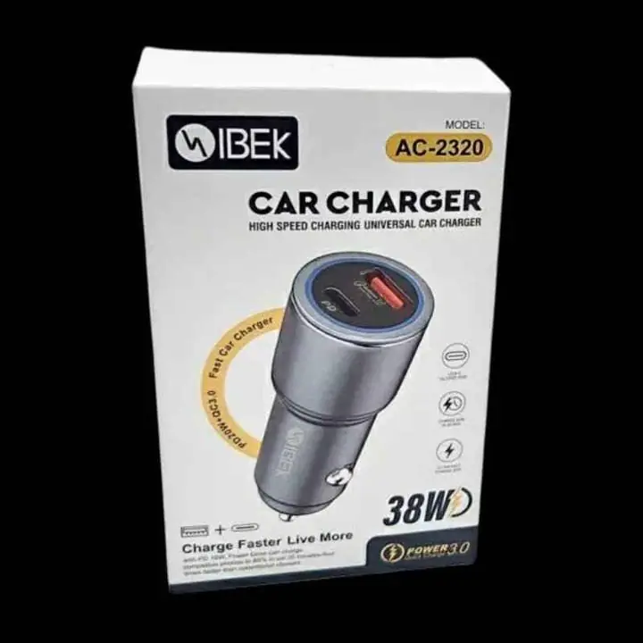 Cargador para vehículo carga rápida con entrada usb y tipo c