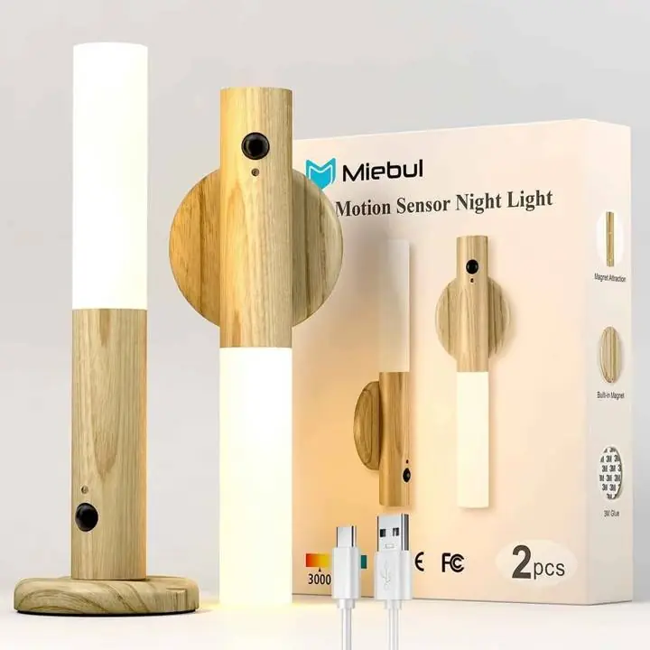 Luz nocturna con sensor de movimiento , base imantada recargable por usb