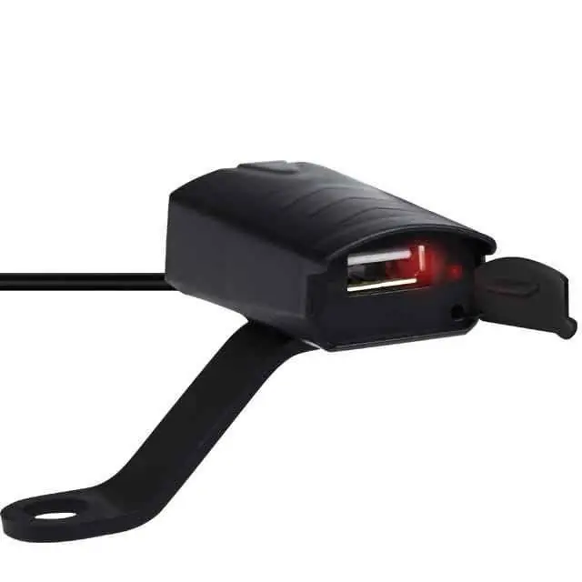 Entrada USB carga rápida para moto con soporte al espejo