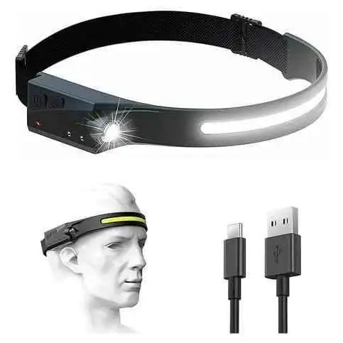 Linterna vincha minera con luz frontal y lateral ( recargable)