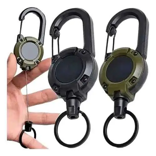 Llavero mosquetón con cable acerado retractil