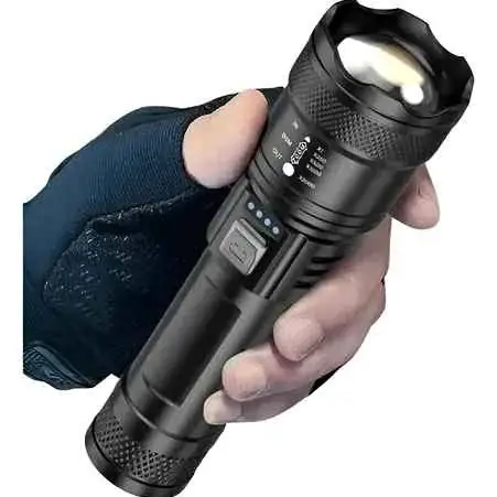 Linterna recargable de 1200 lumens , zoom , indicador de carga , material plastico