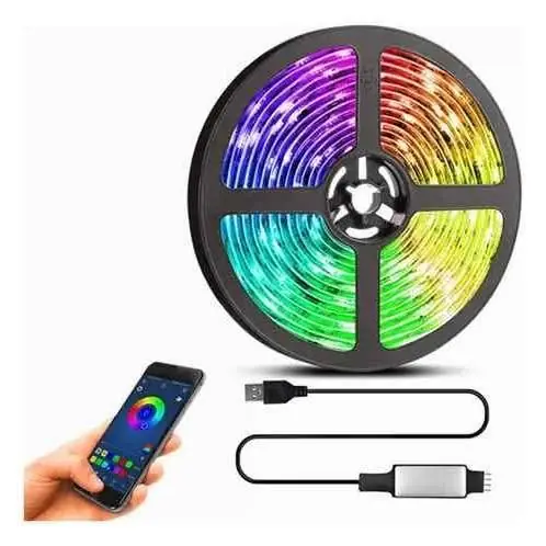 Tira de led de 5 mt alimentación por usb control remoto y app