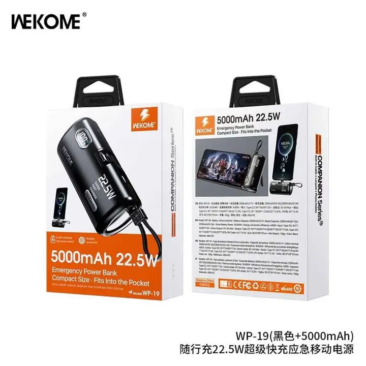 Power bank cargador portátil wecome 5000mah 22.5w