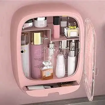 Organizador de cosméticos colgante con tapa de acrilico