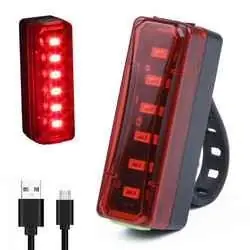 Luz de bici trasera recargable de 15 lumens( varios modos de luces)