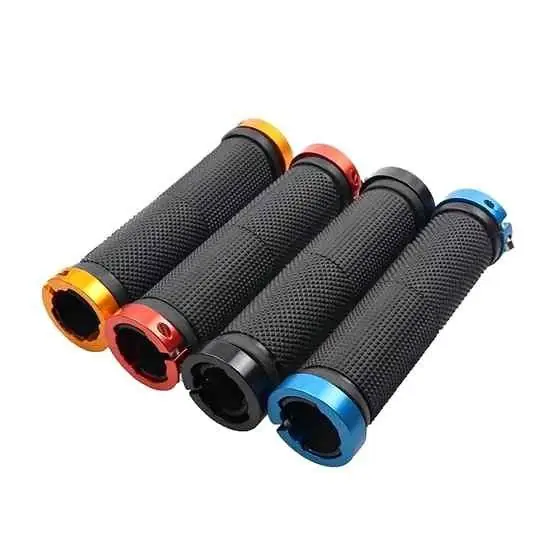 Puños para manubrio de bicicleta con extremos de aluminio ajustables(evita giro y desplazamiento)