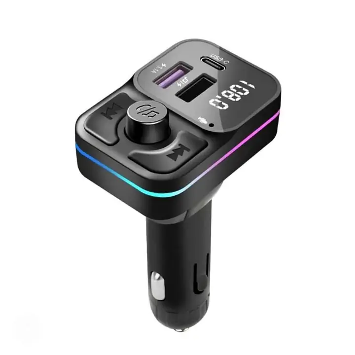 Transmisor fm Bluetooth con control remoto, carga rápida , USB , manos libres, rgb