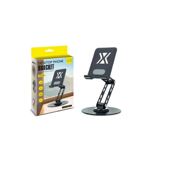 Soporte de aluminio para celular y tablet, giratorio y totalmente plegable