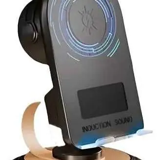 Soporte de escritorio con carga inductiva y parlante Bluetooth (giratorio)