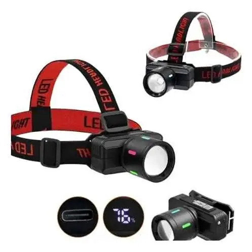 Linterna minera recargable con zoom regulable