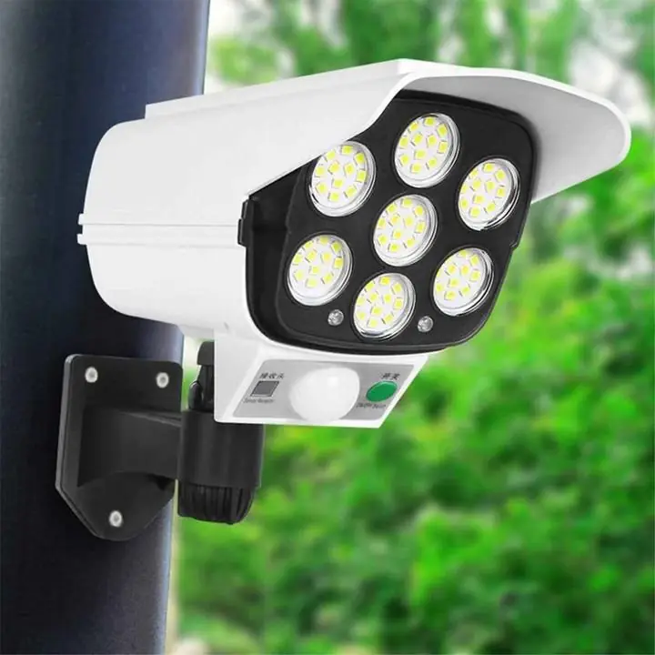 Lámpara solar con sensor de movimiento (simula cámara de seguridad)