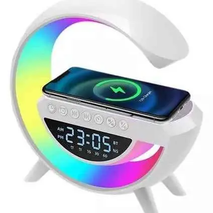 Parlante Bluetooth multifunción reloj, alarma , cargador inalámbrico,velador