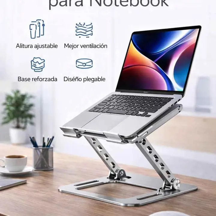 Soporte metálico para notebook, ajustable, plegable y resistente