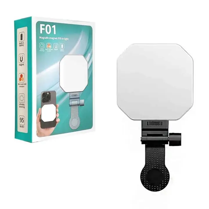 Luz de relleno led cálida,fría y ambas(tonos regulables)recargable tipo c/ uso magnético y con pinza