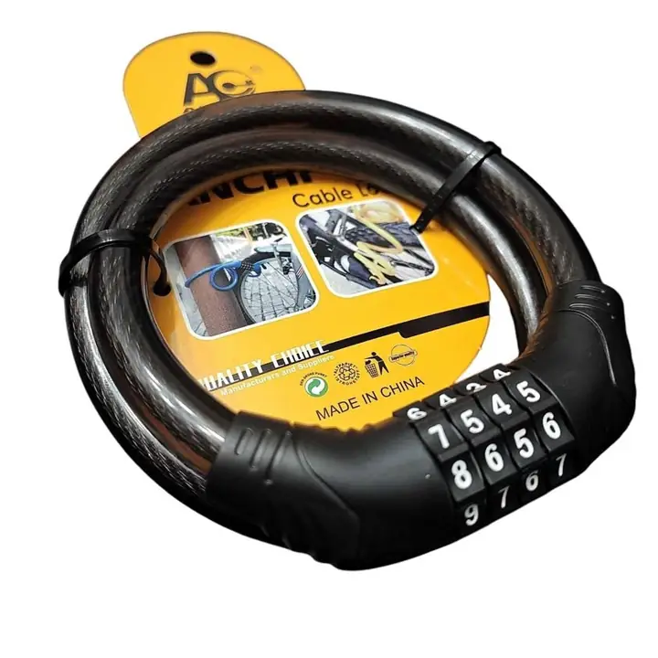 Linga de acero con vaina plástica y cerrojo numérico( 12mmx 65cm largo)