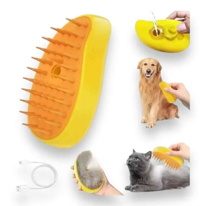 Cepillo para mascotas con valor 3 en 1 ( vapor, masajes y suspensor de jabón o shampoo)