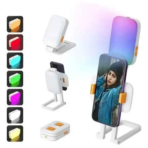 Soporte para celular con luz led RGB recargable