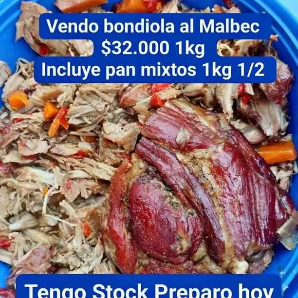 Bondiola al Malbec (cocción 4hs) incluye pan 1,5kg o Focaccia