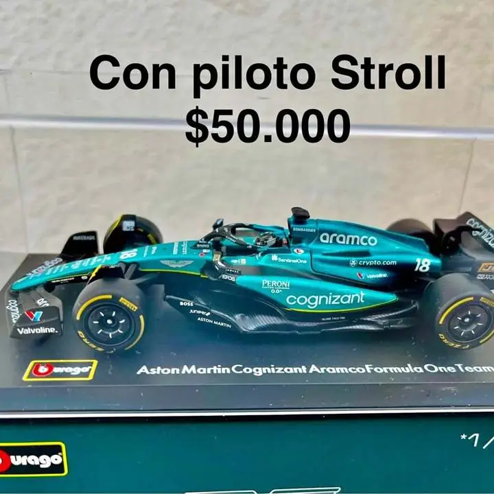 F1 Aston Martín Cognina Aramco. con piloto Stroll y acrilico. Escala 1/43