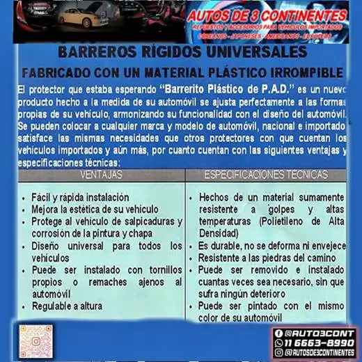 Par Barreros Irrompibles Universales Mod Camioneta 40x28 Cms envio gratis