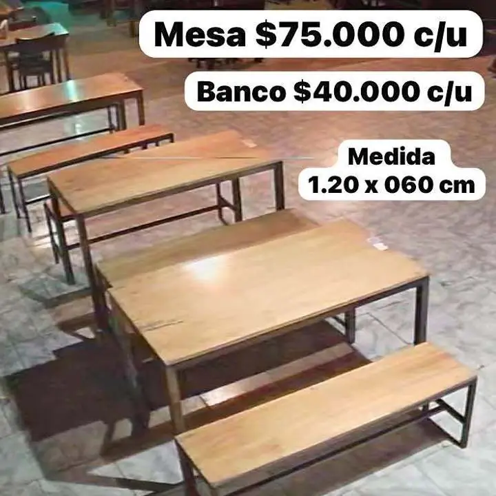 Mesas hierro y madera