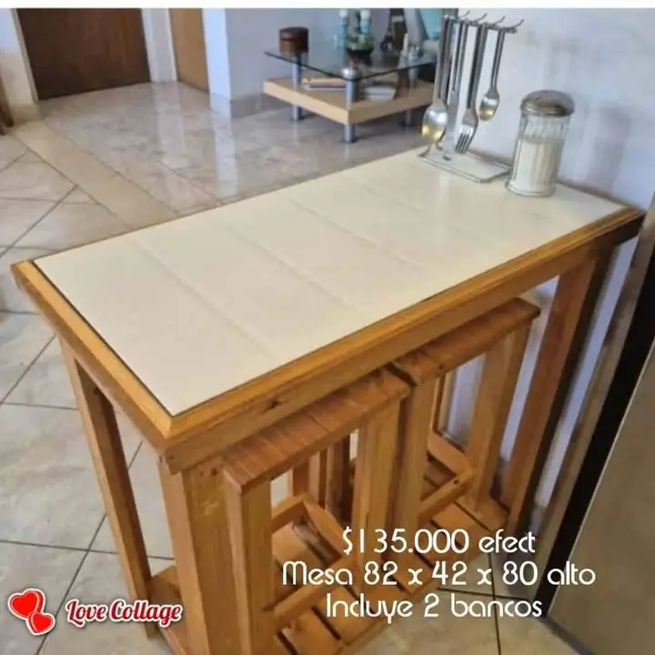 Desayunador de madera y cerámica