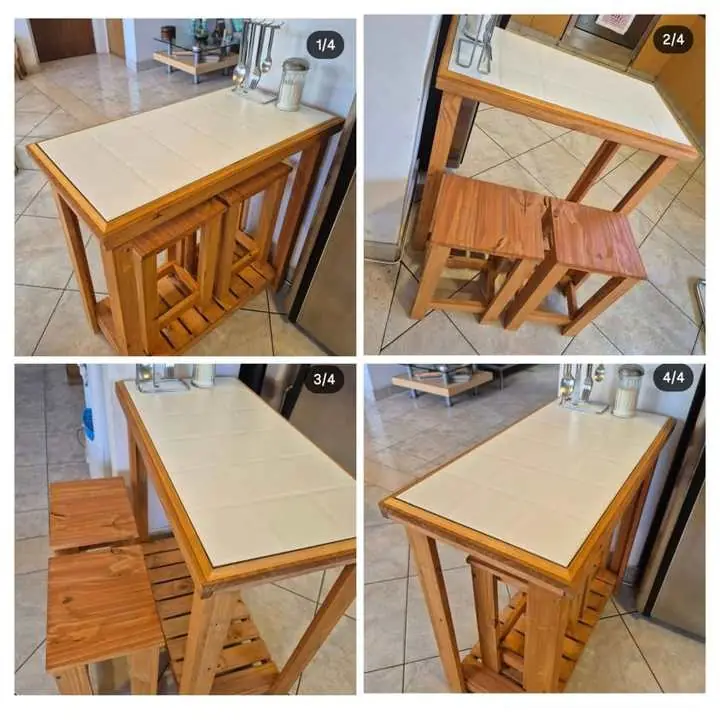 Desayunador de madera y cerámica